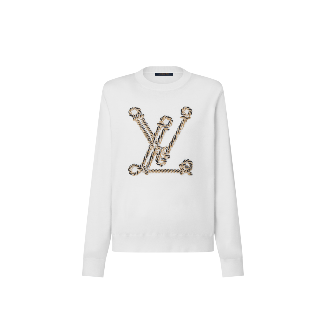 LOUIS VUITTON ホワイトリブセーター Louis Vuitton // White & Multi Knit Cropped Sweater – VSP Consignment